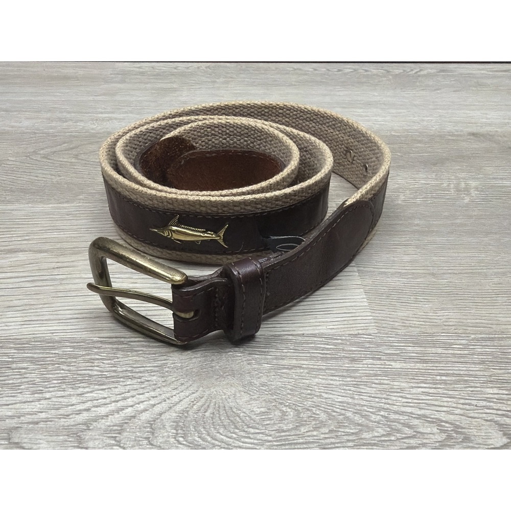Vintage Leather Brighton Belt E6218 Woman's Size 40. Sailfish, Marlin, Tuna, USA
